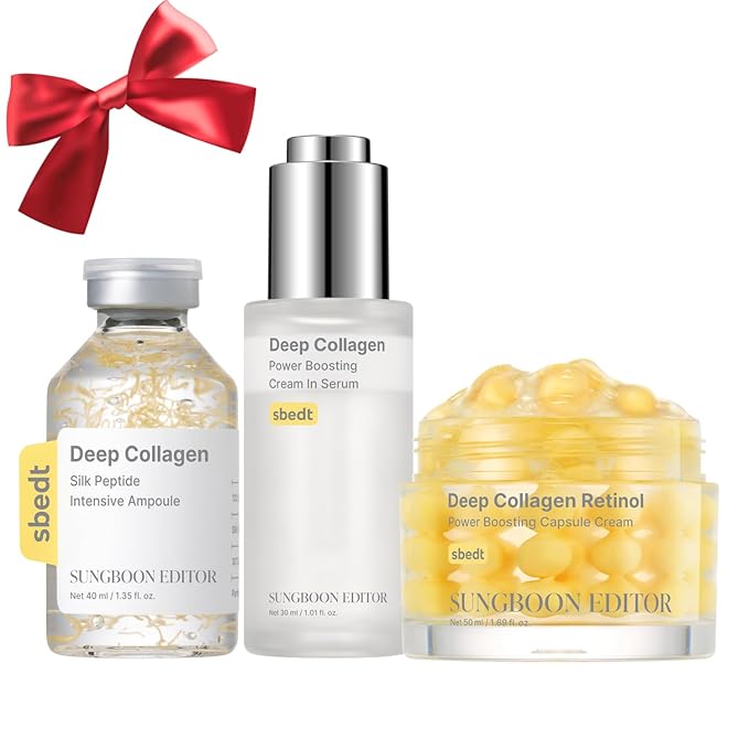 SUNGBOON EDITOR Intensive Collagen Care Trio | for Wrinkles, Skin Tightening, Dry Skin | Silk Peptide Intensive Lifting Ampoule&Retinol Capsule Cream&Deep Collagen Cream In Serum | Christmas Gift Sets