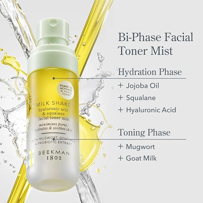 Beekman 1802 Gold Medal Glow Gift Set – 2-Piece Skincare Set Featuring Milk RX Advanced Better Aging Cream (1.69 fl oz) & Mini Milk Shake Hyaluronic Toner Mist (2 fl oz)
