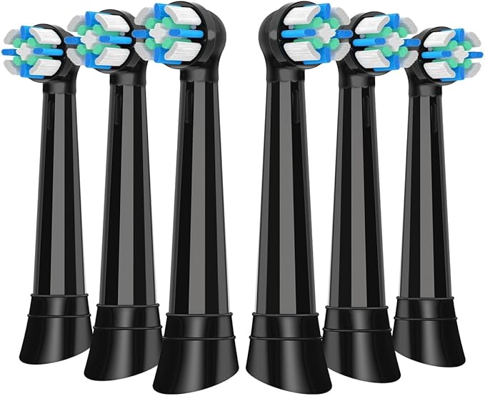 6 Pack IO Replacement Heads Compatible with Oral B IO 2/3/4/5/6/7/8/9/10/Deep Clean Series Electric Toothbrushes, Brush Heads Compatible with Oral B iO (Black)