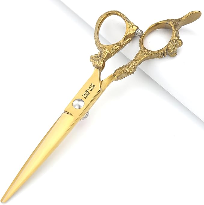 Hair Cutting Scissors Shears Professional Barber 6 inch Hairdressing Scissor Home Use for Man Woman Adults Kids Babies (6-inch flat shear-A)