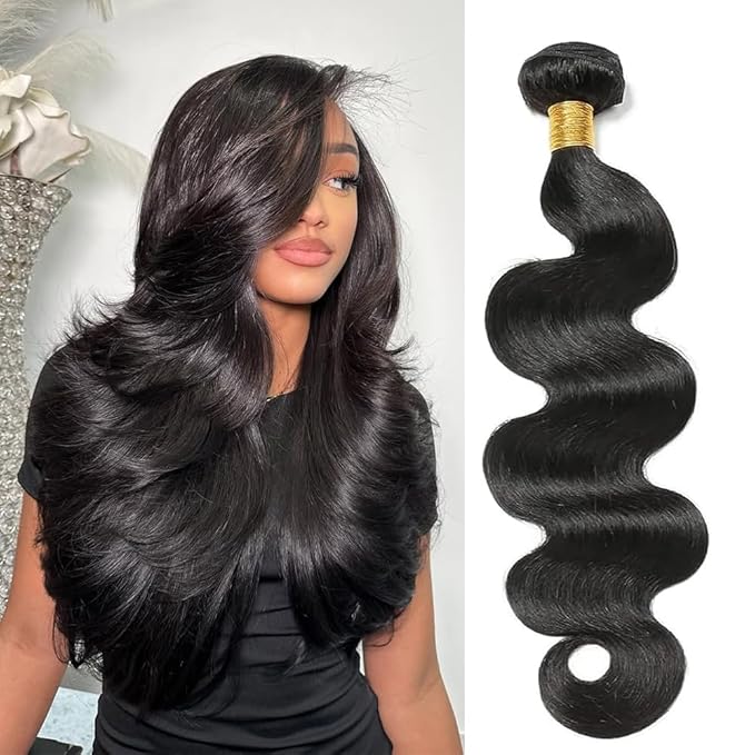 Body Wave Bundles Human Hair 22 Inch 12A Natural Black Human Hair Bundles Quick Weave 1 Pack