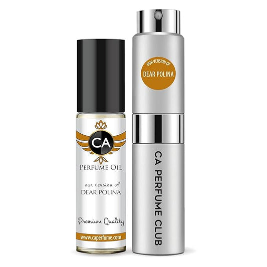 CA Perfume Duo Impression of Dear Polina For Women And Men Perfume Layering Set Long Lasting Travel Size EDP + Body Oil Roll-On Bottle 0.27 Fl Oz+0.33 Fl Oz