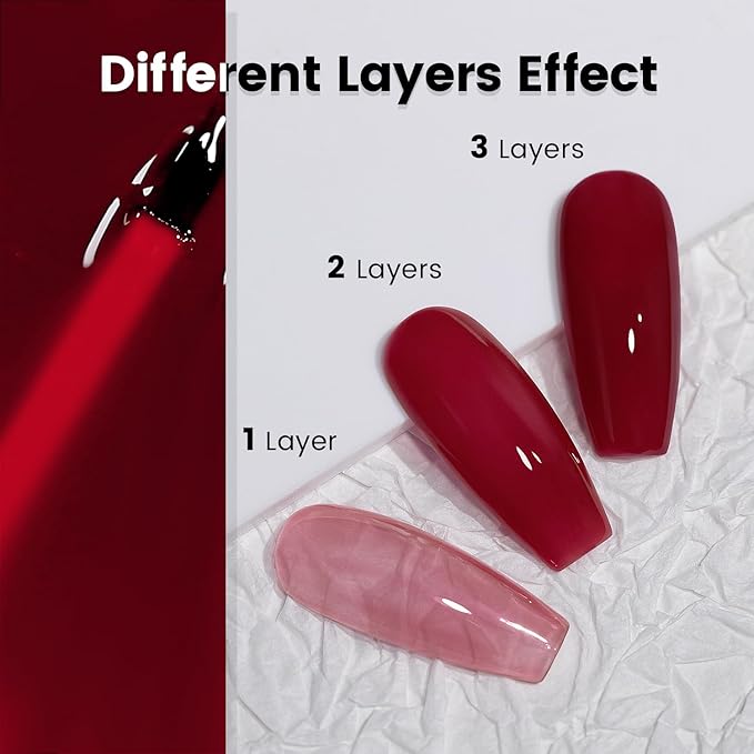 RARJSM Nude Gel Nail Polish Sheer Wine Red Neutral Skin Tone Color Ice Jelly Burgundy Red Gel Polish Translucent Nail GelPolish Soak off UV LED Cured for Home Salon DIY Manicure 15ml Single Bottle
