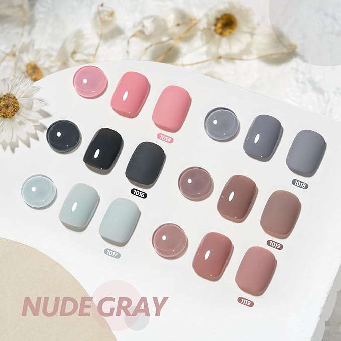 GAOY Gel Nail Polish Set of 6 Colors Including Pink Nude Gray Gel Polish Kit UV LED Soak Off Home DIY Manicure Nail Salon Varnish