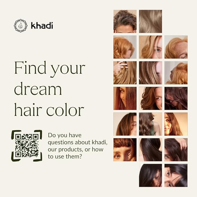 khadi ASH BROWN Natural Hair Color - Natural cosmetics - hair color for matte & medium brown - plant hair color - 100% herbal, natural & vegan - 3.5 oz