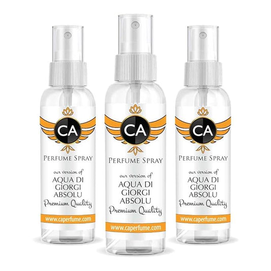 CA Perfume Eco Refill Impression of Aqua Di Giorgi Absolu For Men EDP Perfume Concentrated Mens Cologne Long Lasting Eau de Parfum Spray Refillable Atomizer Bottle 2 Fl Oz/60ml-X3