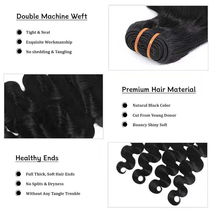 16A Raw Body Wave Bundles Human Hair 100% Human Hair Bundles,Triple Lifespan Virgin Remy Hair Extensions,Keep Texture Silky Soft After Multiple Washes (Body Wave 1 Bundle, 30 Inch)