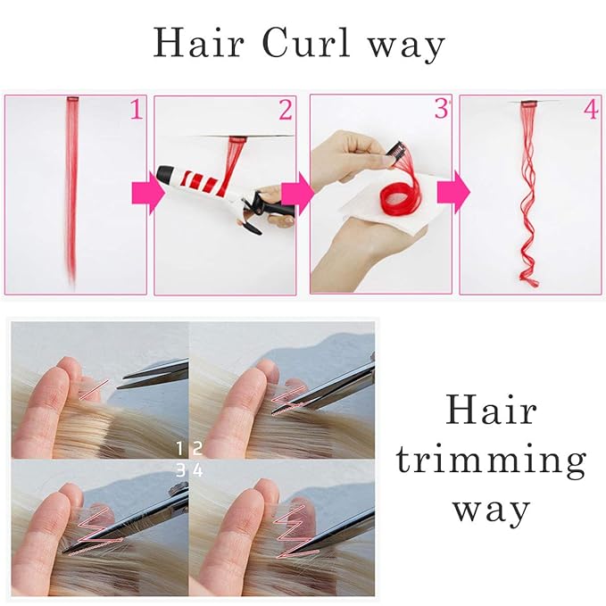 Rhyme 9PCS 21" Colored Clip in Hair Extensions Pink Hair Extensions for Kids Girls Hair Clips Straight Fashion Hairpieces for Party Highlights Hair Accessories (Pink)