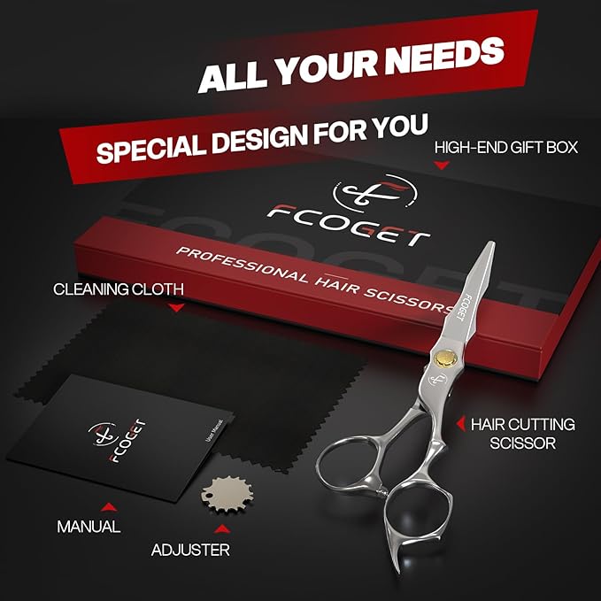 Hair Scissors Professional Hair Cutting Shears Right Hand - 6.8" Barber HIGH-END Extremely Sharp Haircut Scissors Professional Hairdressing Shears 440C Stainless Steel for Salon Home Stylists Silver