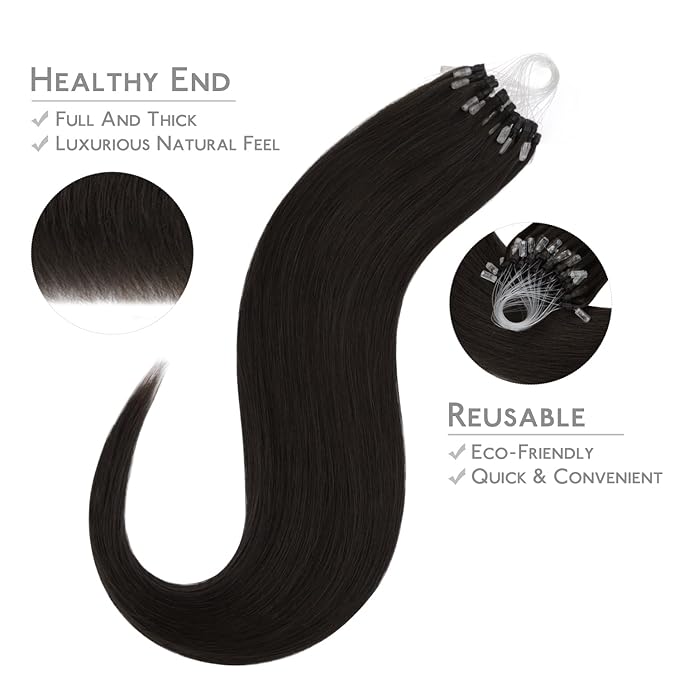 WENNALIFE Microlink Hair Extensions Human Hair, 50g 50s 22 Inch Dark Brown Remy Hair Microbead Micro Link Microloop Microring Invisible Straight Natural Fusion Installation