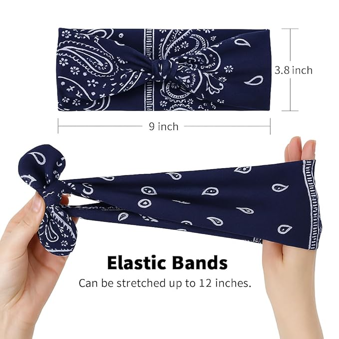 8 Pack Bandana Headband for Women, Bow Boho Hair Accessories, Head Scarf for Women's Hair