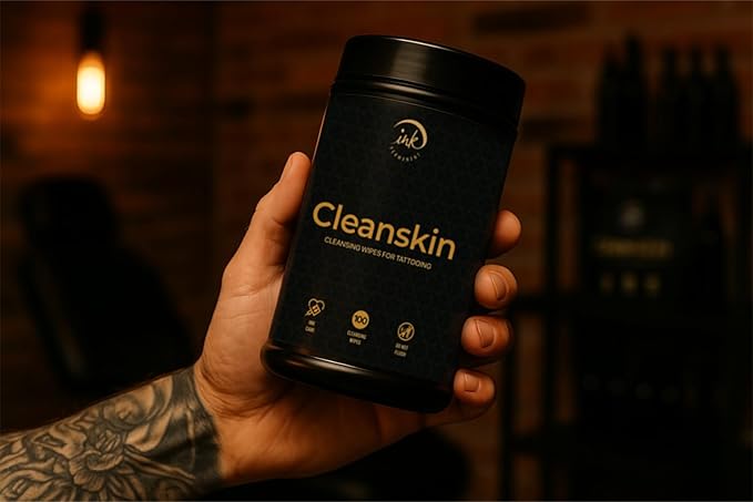 CleanSkin Green Soap Tattoo Wipes – 100 Pre-Soaked Wipes in Canister | Lint-Free, Fragrance-Free, Alcohol-Free | Tattoo Soap Alternative for Clean Skin, PMU & Piercing