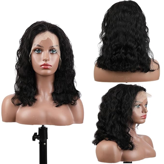 LICHANG Wear And Go Body Wave Bob 13x4 HD Lace Front Human Hair Wigs for Black Women (16 Inch, Natural Color)