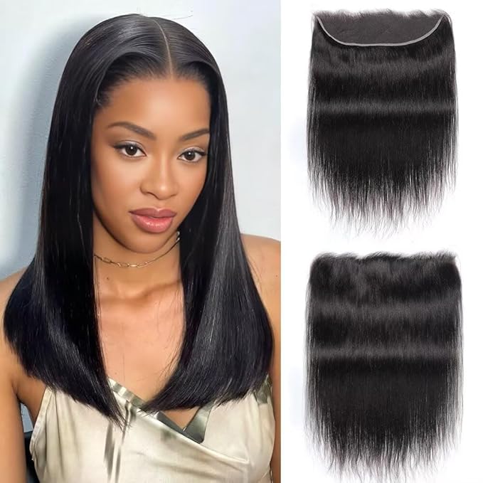 13x4 HD Lace Front Closure Ultra-Thin Invisible Frontal HD Lace Pre Plucked With Baby Hair 12A Silk Straight Brazilian Human Hair Extensions Single Knots 20 Inches