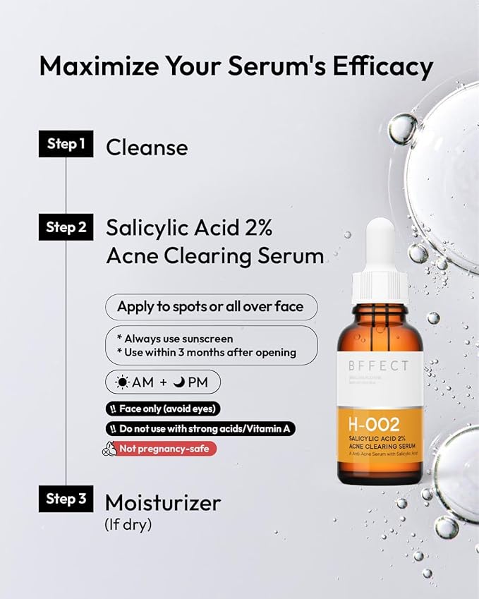 Salicylic Acid 2% Acne Clearing Serum - Treats Blackheads & Blemishes - for Oily & Combination Skin - 1 Fl Oz