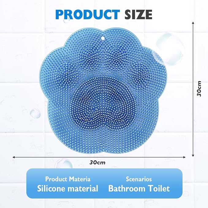 Silicone Shower Foot Scrubber Mat, 2025 New Wall Mounted Foot Back Cleaning Pad Back Washer Exfoliating Bath Wash Pad, Upgrade Shower Foot Back Scrubber Massage Pad (Pink)
