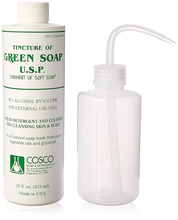 Cosco Tattoo Green Soap 16oz with Squeeze Bottle - Professional Tattoo & Piercing Cleaning Soap, Skin Prep Solution