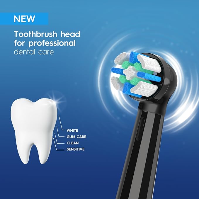 IO Replacement Heads Compatible with Oral B iO 2/3/4/5/6/7/8/9/10 Series Electric Toothbrush, Brush Heads with Medium Bristles Compatible with Oral B iO for Gentle Dental Care (8 Black)