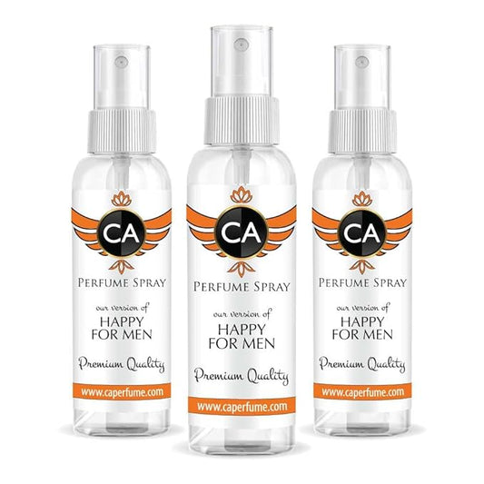 CA Perfume Eco Refill Impression of Happy For Men Cologne Eau de Parfum Spray Refillable Bottle 2 Fl Oz/60ml-X3