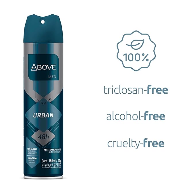 ABOVE 48 Hours Antiperspirant Deodorant, Urban, 3.17 oz - Dry Spray Deodorant for Men - Citrus Scent - Antiperspirant Spray - No Stain - Cruelty-Free