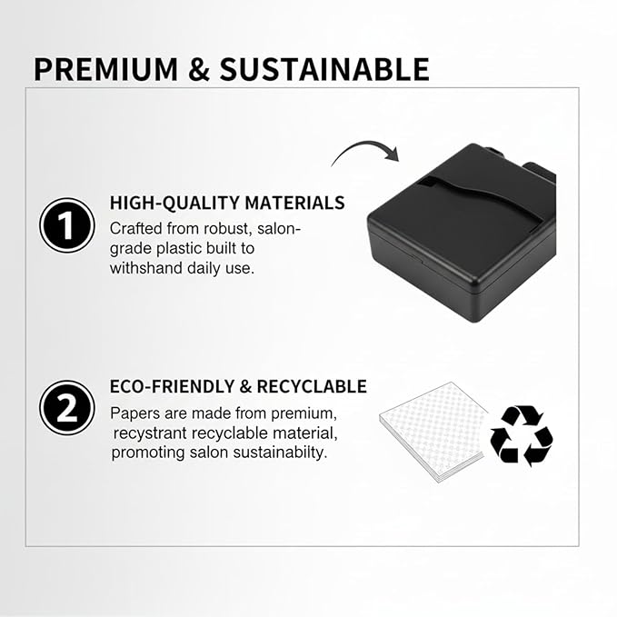180Pcs Salon Perm Paper Wrist Dispenser Box - Ultra Thin Hair Dye & Perm End Papers, Heat Resistant Wristband for Barber Shop & Home Use