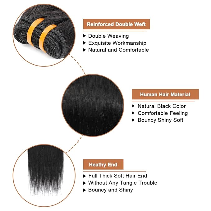 16A Raw Human Hair Bundles 100% Burmese Virgin Straight Bundles Human Hair, Sliky Boutique Extensions, Can Be Dyed and Restyled, Full Ends, Vertical Smooth (Straight 1 Bundle, 14 Inch)