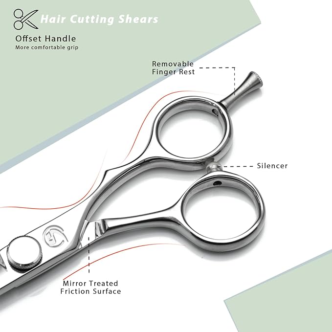 Hair Cutting Shears 6.5 Inch Professional Barber Scissors with Japanese 440C Stainless Steel and Razor-Sharp Convex Blades Hairdressing Hairstyling Haircutting Scissors for Salon and Home Use