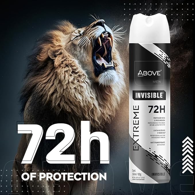 ABOVE Extreme Men Invisible - 72H Antiperspirant Spray Deodorant for Men 5.07 Fl Oz| Aluminum-Free | Fresh Mist, No Stain & Alcohol, Long-Lasting Men's Deodorant Spray | Mint, Peach, Apricot