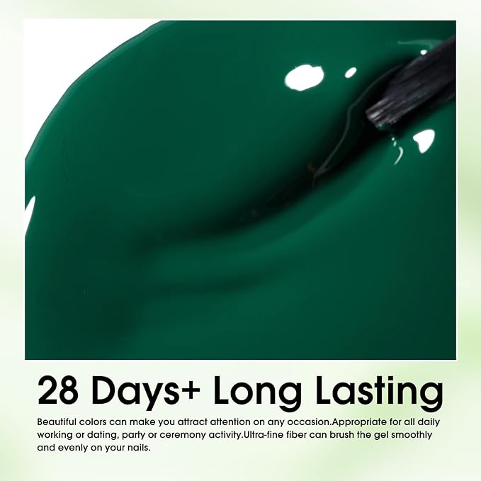 Venalisa Green Gel Nail Polish - Emerald Dark Green Color, 1 Pcs, Soak Off UV Gel DIY at Home Manicure Salon Nail Art