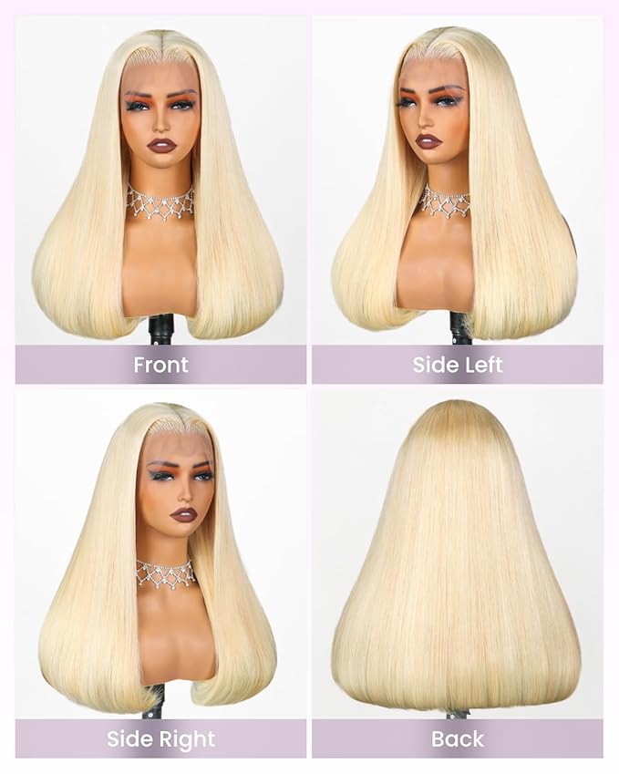 Arabella 613 Lace Front Wig Human Hair 13x4 Blonde Wig Human Hair 230% Density Straight 613 Frontal Wig Pre Plucked With Baby Hair (20inch, 613 blonde straight wig)