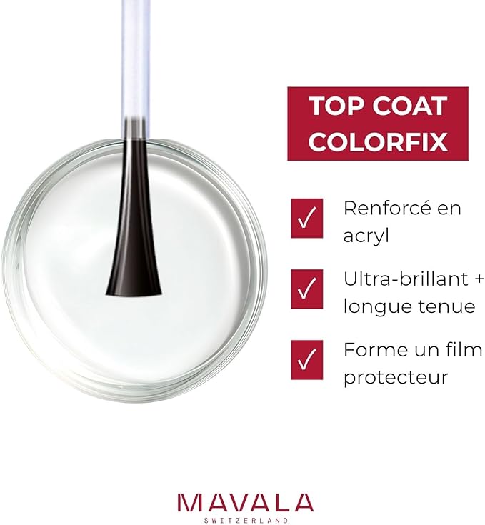 MAVALA Colorfix | Strong Flexible Top Coat for Nails | Make Manicures Last Longer | Drys Hard | Combat Chipping and Flaking | Brilliant Sheen | 0.3 Ounce