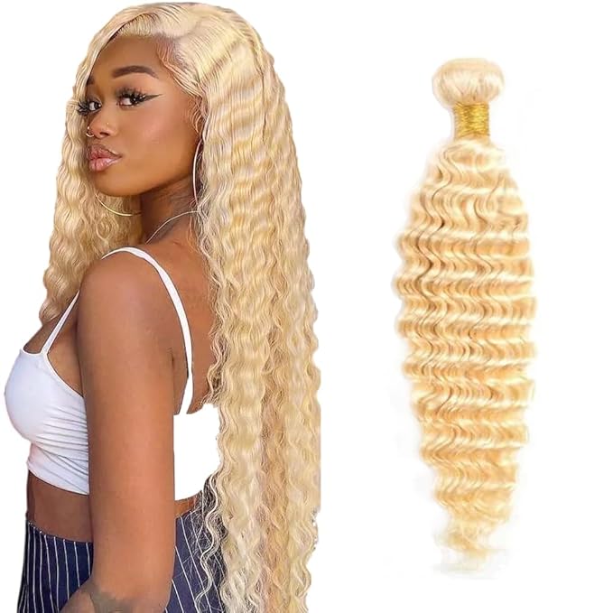 Blonde Human Hair Bundles 613 Blonde Deep Wave Bundles With Closure 12 Inch Brazilian Virgin Hair Single Bundle 613 Loose Wave Bundle
