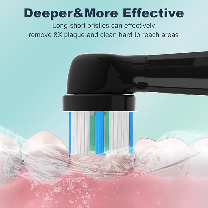 iO Replacement Heads Compatible with Oral B iO Electric Toothbrush,Compatible with Oral B iO Series 2/3/4/5/6/7/8/9/10,Premium Bristles for Deep Cleaning&Gentle Care,Black,6PCS