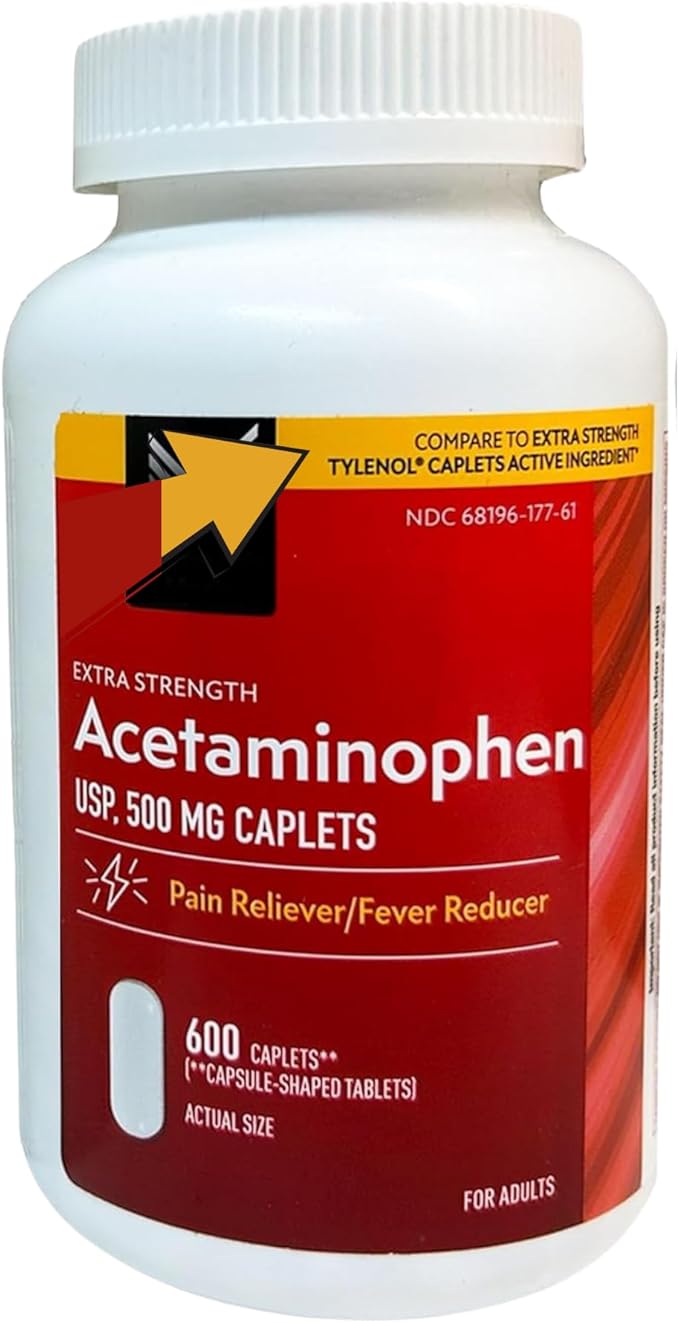 Acetaminophen 500 mg Extra Strength Caplets, 600 Count (Pack of 01)