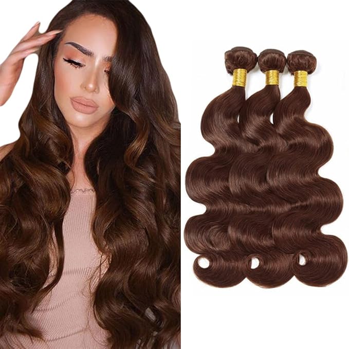 26 28 30 inch Dark Brown Human Hair Bundles Brown Body Wave Bundles Human Hair #4 Bundle #4 Body Wave Bundle 300g