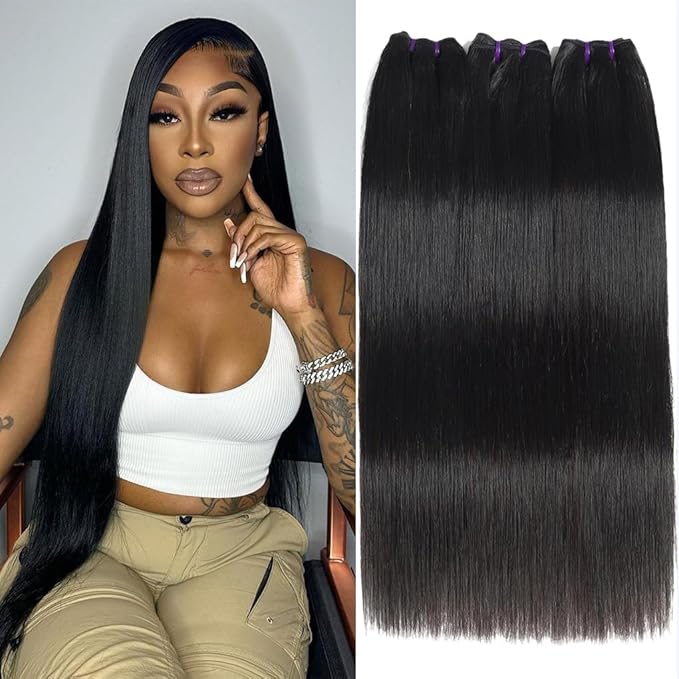 16A Vietnamese Straight Bundles Human Hair 22 24 26 Inch 100% Unprocessed Virgin Human Hair 3 Bundles Raw Hair Bone Straight Weave Remy Hair Bundles Natural Black Color