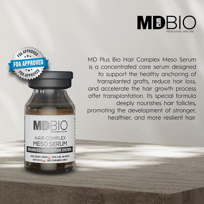 MD PLUS BIO Clinical Hair Regrowth Meso Complex Serum Kit - Strengthens Hair Roots and Promotes Hair Regrowth - Serum Set for Stronger, Thicker & Longer Hair - 10 Pcs 6 ml Vials
