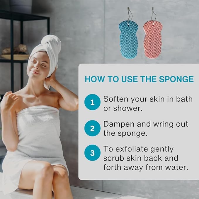 Exfoliating Bath Sponge, 3D Super Soft Magic Exfoliating Bath Sponge, Berosely Radiant Skin Sponge & Dead Skin Remover, Skin Friendly and Reusable for Adults Children (White/Blue/Pink)