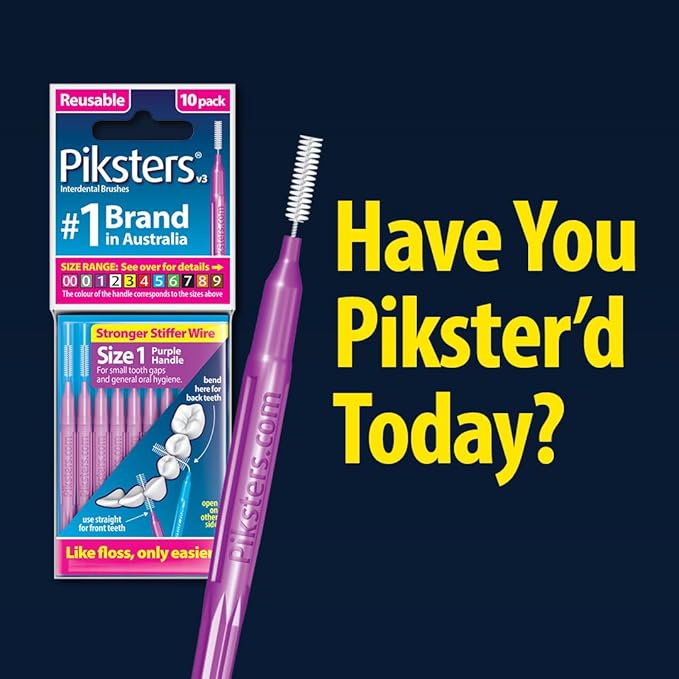 Piksters Interdental Brushes, 35 pk, Size 4, Interdental Tooth Brush for Medium Gaps, Gum Soft Bristles for Plaque Removal, Safe for Braces