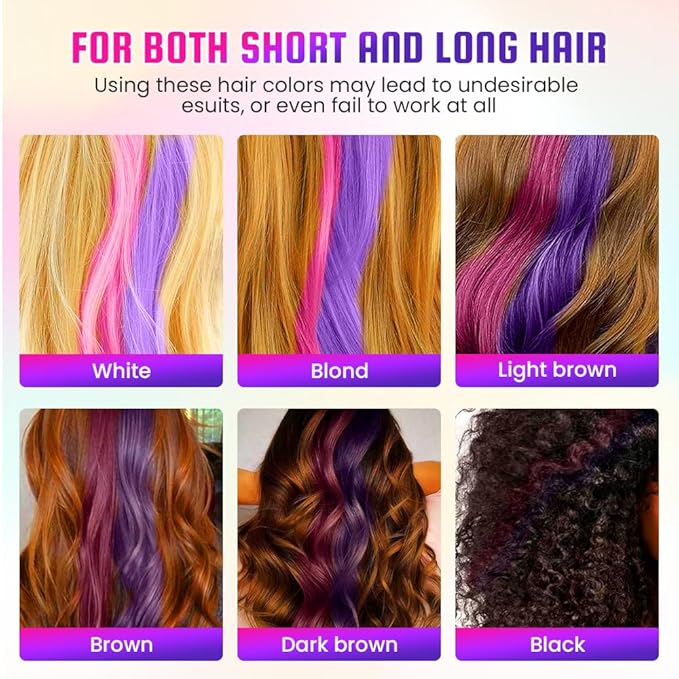Festive Fun Hair Chalk Combs, 2026 DIY Temporary Hair Color, Colors Instant Hair Color Comb For All Ages For Birthday Party, Christmas Cosplay (8 Colors)