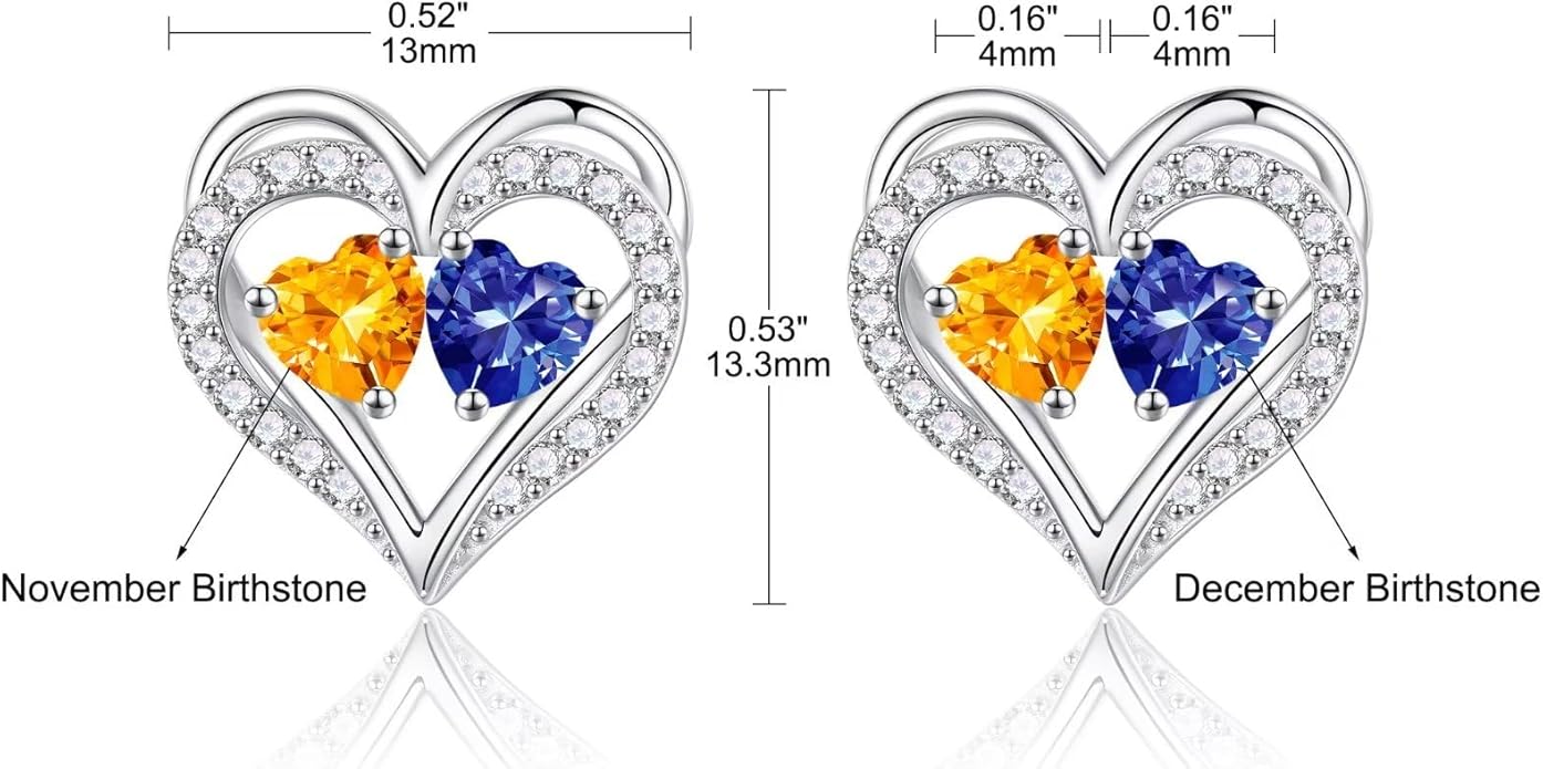 Iefil Christmas Gifts for Women Wife - 925 Sterling Silver Birthstone Earrings, Anniversary Birthday Gifts for Women Wife Girlfriend Mom