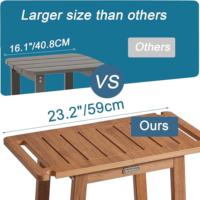 Heavy Duty HDPS Shower Bench Seat with Shelf, Large Shower Stool for Inside/Outdoor Use, Brown, 500LBS Weight Capacity