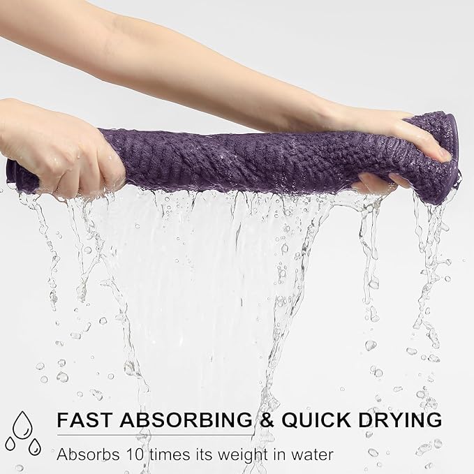 8 Piece Bath Towel Set-2 Oversized Bath Sheets(35"x70"),2 Hand Towels,4 Washcloths-Extra Large Microfiber Towel Sets,Less Lint Highly Absorbent & Quick Dry Bath Towels for Bathroom Gym Pool,Purple
