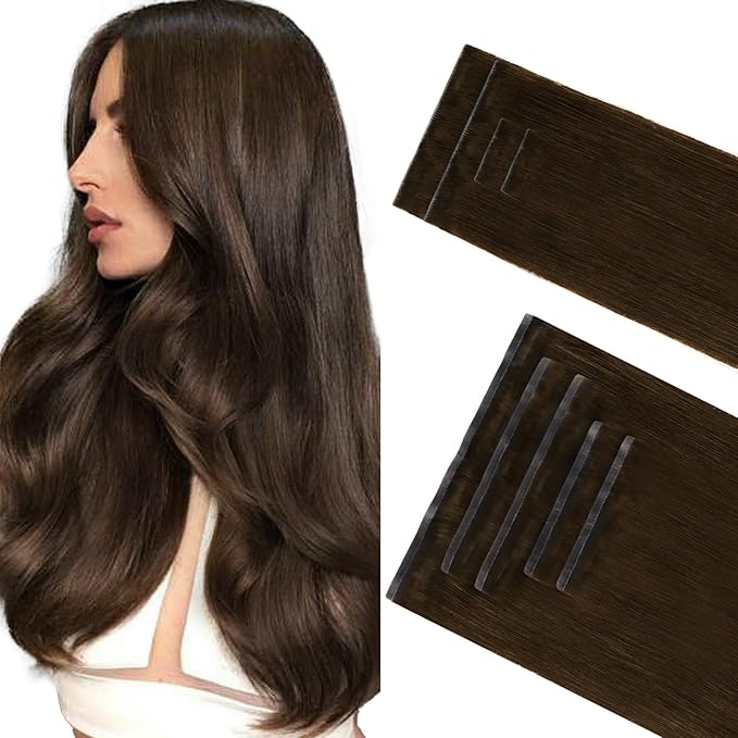 GOO GOO Invisi Edge Clip in Hair Extensions Set, 14inch 130g, 4pcs Injected Seamless PU Clip ins and 5pcs Classical PU Clip insip ins, Virgin Real Human Hair, #4A