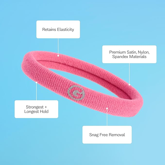 Gimme Beauty Medium Hair Bands Seamless Nylon - Low Profile Hair Accessory - Snag Free Tie for Firm, Lasting Hold - Soft, Non-Slip Ponytail Holder for Women - Pink, Burgundy, & Blonde, 12 Pack