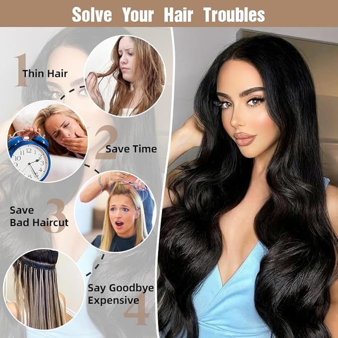 Straight Clip in Hair Extensions Real Human Hair, 7Pcs 14 Inch 95g #2 Dark Brown Invisible Natural Soft Remy Human Hair Extension Clip ins, Double Weft Hair Extensions Real Human Hair for Women
