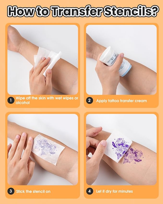 Phomemo Tattoo Stencil Printer, M08F Wireless Thermal Tattoo Printer with 10pcs Transfer Paper, Compatible with Phone/Tablet/PC, Tattoo Supplies for Tattoo Artists & Beginners, White & Orange