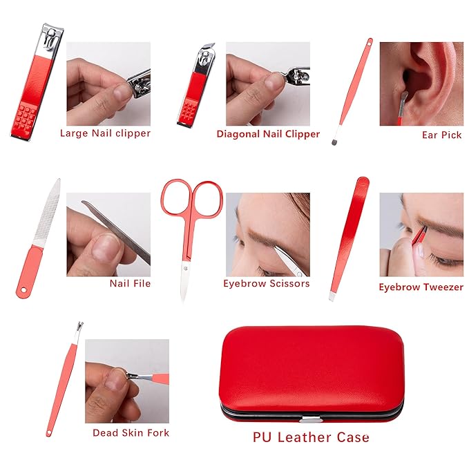 Stocking Stuffers for Women Men Manicure Set Nail Clipper Set Stainless Steel Toe Finger Travel Nail Clippers Kit Personal Care Tools with Case Manicure Tool Grooming Kit Christmas Gifts for Women Men