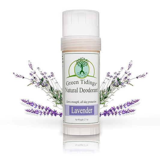 Green Tidings Natural Lavender Deodorant | Vegan, Organic Underarm Care for Men and Women, Fragrance Free, Aluminum Free, Baking Soda-Based Formula (2.7 Ounce, Pack of 1)