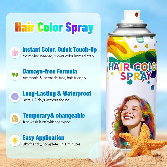 Temporary Black Hair Color Spray & Wax | Non-Sticky, Natural Look | Washable One-Time Use Hair Dye for Halloween, Cosplay, Festivals | For Women, Men & Kids 120 ML